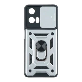 Чехол накладка Guard Shield Armor с кольцом для Motorola E14 Silver