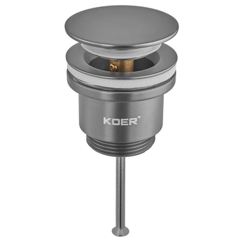 Донный клапан для раковины Koer PW-11-07 1 1/4'' универсальный (с/без перел) СLICK-СLACK (Цвет гр