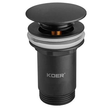 Донный клапан для раковины Koer PW-07-05 1 1/4'' с переливом автоматический СLICK-СLACK (Цвет черн)