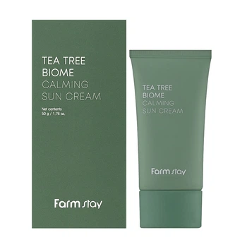 Заспокійливий сонцезахисний крем FarmStay Tea Tree Biome Calming Sun Cream 50мл