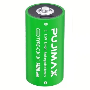 Аккумуляторная батарея Pujimax Тип C (R14) с USB TYPE-C 7400mWh 1.5V Li-Ion (16235)