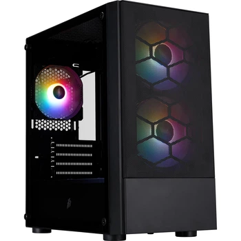 Корпус 1stPlayer X4-M-BK-2F1P-1F1 Black без БП