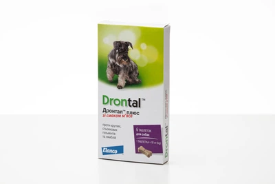 Таблетки від гельмінтів Drontal Plus зі смаком м'яса для собак 1–10 кг (1 таблетка)