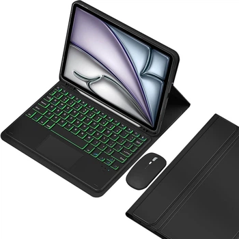 Чехол с Bluetooth – клавиатурой Magnet Flip Cover для Samsung Galaxy Tab A11 / A9 с RGB подсветкой, тачпадом и мышкой black