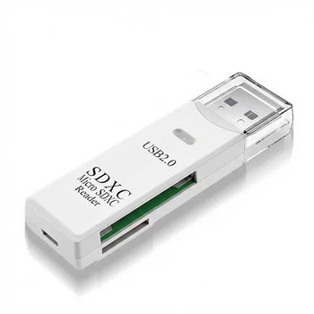 Універсальний кардрідер USB 2.0 SD/microSD компактний адаптер для карт пам'яті Card Reader White