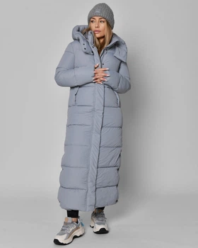 Жіночий довгий пуховик X-Woyz LS-8898-11 S блакитний з сірим