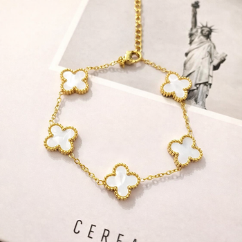 Браслет в стиле Van Cleef (Gold-White)