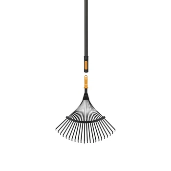 Грабли стальные веерные Fiskars OneClick 42 см + рукоятка L, 161 см (1080714)