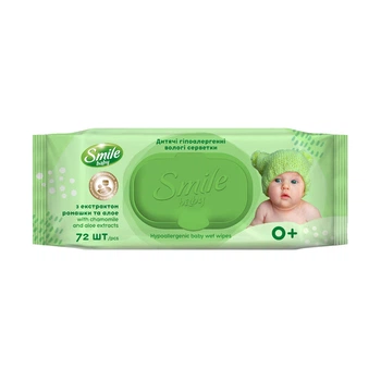 Влажные салфетки Smile Baby Экстракт ромашки и алоэ 72 шт