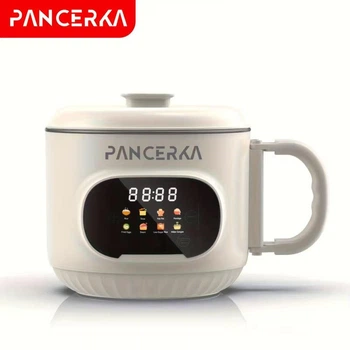 PANCERKA 1.6 л Електрична міні-мультиварка (електрокаструля) з HD цифровим дисплеєм і сенсорним керуванням, 550 Вт, швидке нагрівання, EU Plug, для домашнього приготування, біла