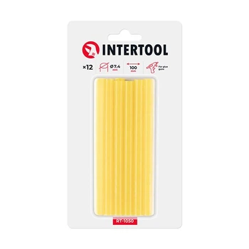 Комплект клеевых стержней желтых, 7,4×100 мм, 12 шт. INTERTOOL RT-1050