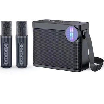 Bluetooth колонка та 2 мікрофони для караоке з підтримкою USB TF та функцією зміни голосу 100 Вт