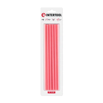 Комплект клеевых стержней розовых, 7,4×200 мм, 12 шт. INTERTOOL RT-1048