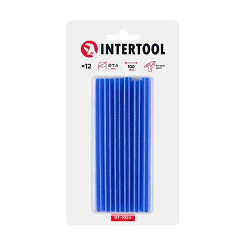 Комплект клеевых стержней голубых, 7,4×100 мм, 12 шт. INTERTOOL RT-1054