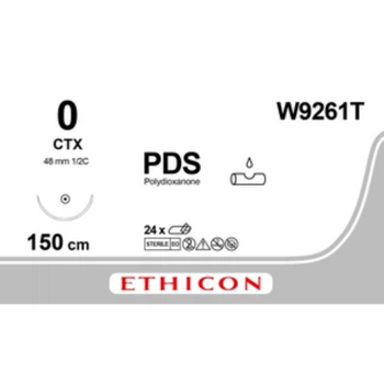ПДС II Ethicon фиолетовый 150 см M3.5 петля USP0 одна игла CTX Тип колючая 48 мм 1/2 круга петля (W9261T)