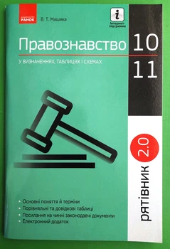 Правознавство у визначеннях таблицях і схемах. 10-11 класи. Рятівник 2.0. В.Т. Машика. Ранок