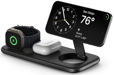 Бездротовий зарядний пристрій Satechi Trio Qi2 для iPhone / Apple Watch / AirPods (Space Gray)