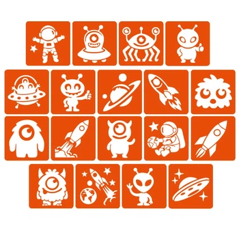 Набор трафаретов для био-тату "Монстры и ракеты #2" Fresh Tattoo monsters-and-rockets-2-5x5-18