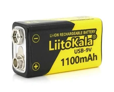 Аккумулятор Li-Pol Крона LiitoKala 9V 1100mAh (6F22) USB Type-C