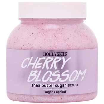 Сахарный скраб для тела Hollyskin Cherry Blossom с маслом ши и перлитом, 350 г