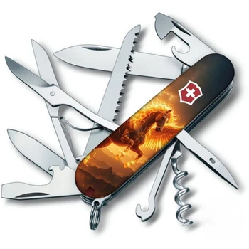 Складной нож Victorinox Huntsman Zodiac 9.1 см швейцарский Черный/Оранжевый