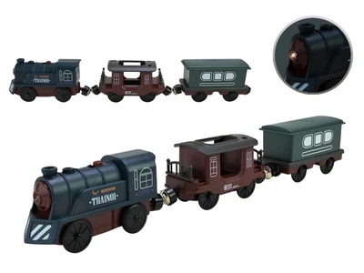 Поезд на батарейках AUtree 31см Train Classical паровоз игрушка 2 магнитных вагончика с подсветкой AU8882