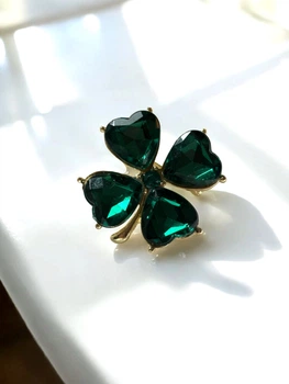 Брошка Mirshine Cloverleaf Green/Gold