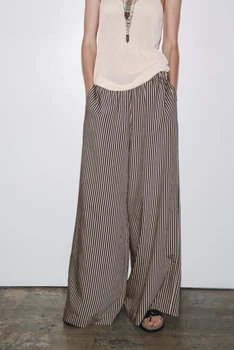Струмуючі смугасті штани zw collection Zara 4437/247 M Синій/Бежевий (04437247044M)