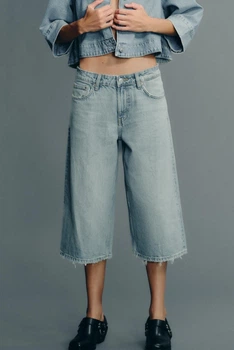 Джинсові шорти-бермуди з низькою посадкою Zara 4365/204 XS/34 Блакитні (0436520440632)