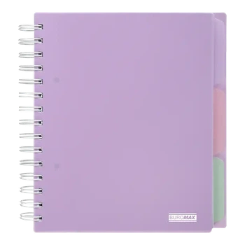 Зошит офісний Buromax Pastel В5 120 арк. з розділювачем клітинка пластикова політурка на пружині бузковий (BM.24355912-26)