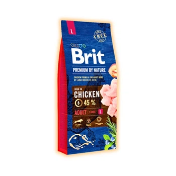 Сухой корм Brit Premium с курицей для взрослых собак больших пород, 15 кг