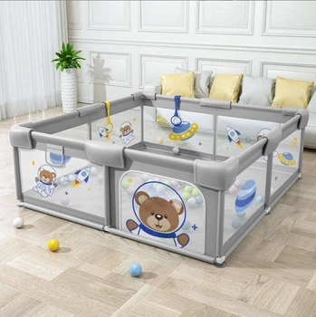 Детский игровой манеж Playpen 180 х 120 см с дверцей на молнии, сухой бассейн, детская площадка. Серый