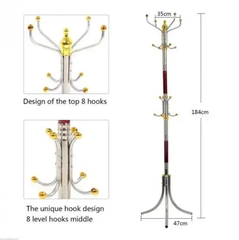 Напольная стойка-вешалка для одежды, 16 крючков Coat Rack 1800 х 350 х 350 мм, нагрузкой до 30 кг, металлическая