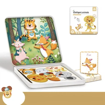 Магнітний набір "Звірі" для вивчення тварин Magnetic animals wooden blocks