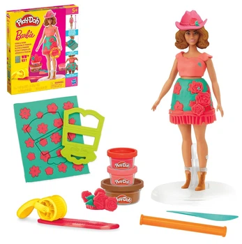 Zestaw kreatywny Hasbro Play-Doh Ciastolina Barbie Fashionista Frędzelki + lalka (G1360) (5010996315694)