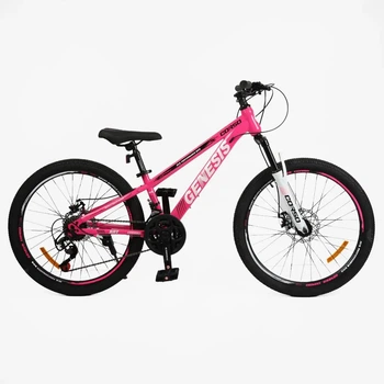 Велосипед спортивный 24 дюйма рама 11" SunRun 21 скорость Corso «Genesis» (G-24288) розовый женский