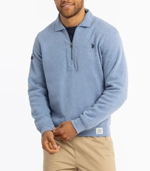 Мужской свитер U.S.Polo Assn из флиса на молнии L голубой