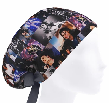 Медицинская шапочка женская HeadwearUniverse универсальная принт Michael Jackson на чёрном