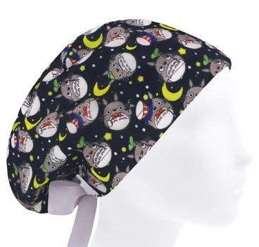 Медицинская шапочка женская HeadwearUniverse универсальная принт Тоторо в шляпе на сером