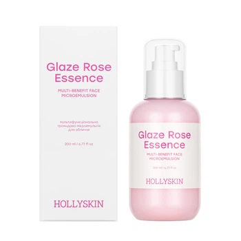 Мультифункціональна трояндова мікроемульсія для обличчя HOLLYSKIN Glaze Rose Essence, 200 мл