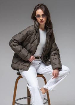 Жіноча демісезонна куртка ультралегка весна-осінь Viva Wear модель 6535 оливковий 3XL 6535-3