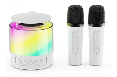 Портативна безпровідна Bluetooth колонка караоке система Speaker K19 з 2 мікрофонами та підсвіткою