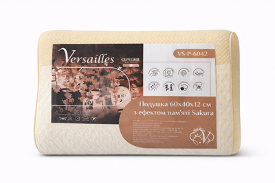 Подушка анатомическая, с эффектом памяти, Versailles VS-P-6042, Sakura, 60×40×12 см, средняя жесткость
