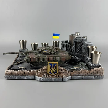 Подарочный набор для водки металлическая фляга + стопки "Т-64 БВ" ручная работа | Оригинальный подарок PA_1186_1
