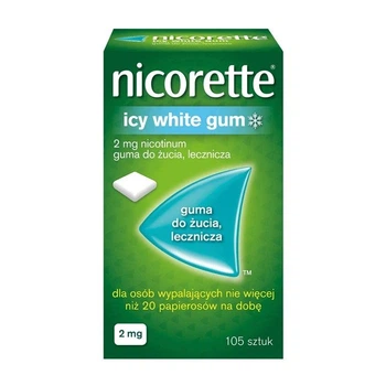 Nicorette Никоретте Icy White gum 2 мг - никотиновая жевательная резинка (жвачка) от курения, зимняя мята, никотинзаместная терапия, 105 шт.