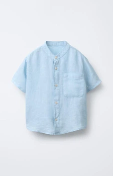 Дитяча лляна сорочка для хлопчика Zara 104 см Блакитна (26021802D)