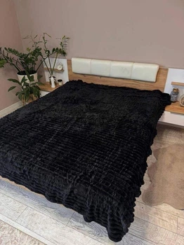 Плед «Королевский шарпей» Черный мягкий плед в полоску 1,50 × 2 м