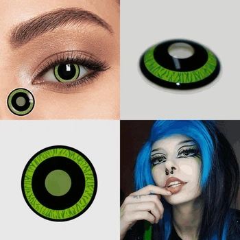 Чорні контактні лінзи ELITE Lens Небула Грін 2 шт