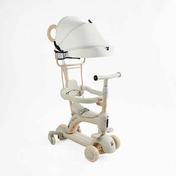 Самокат 5 в 1 Skyper LF-02865, колёса PU 125×35 мм со светом, озвучивание и подсветка платформы, сиденье, родительская ручка, дополнительные колёса, защитный бампер