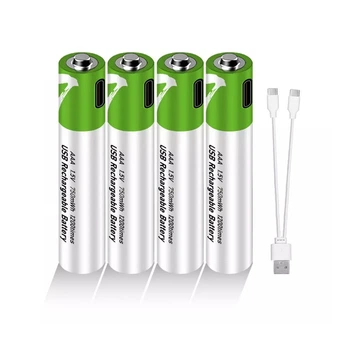 Аккумуляторные батареи Smartoools AAA 500 mAh с зарядкой Type-C (4 шт) Зеленый (DB-2355)